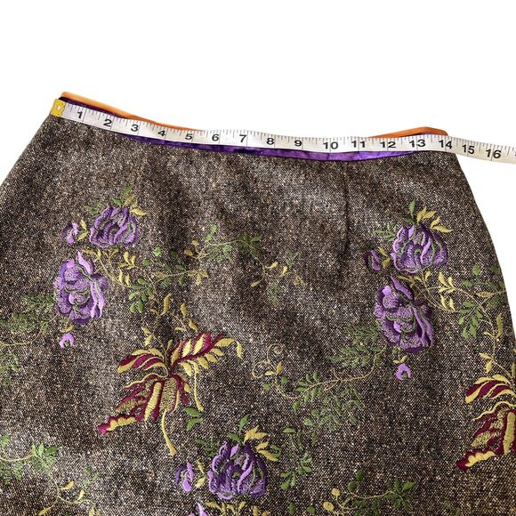 Etcetera Womens Wool Blend Scallop Hem Skirt Size 4 Embroidered Pencil - Picture 5 of 8